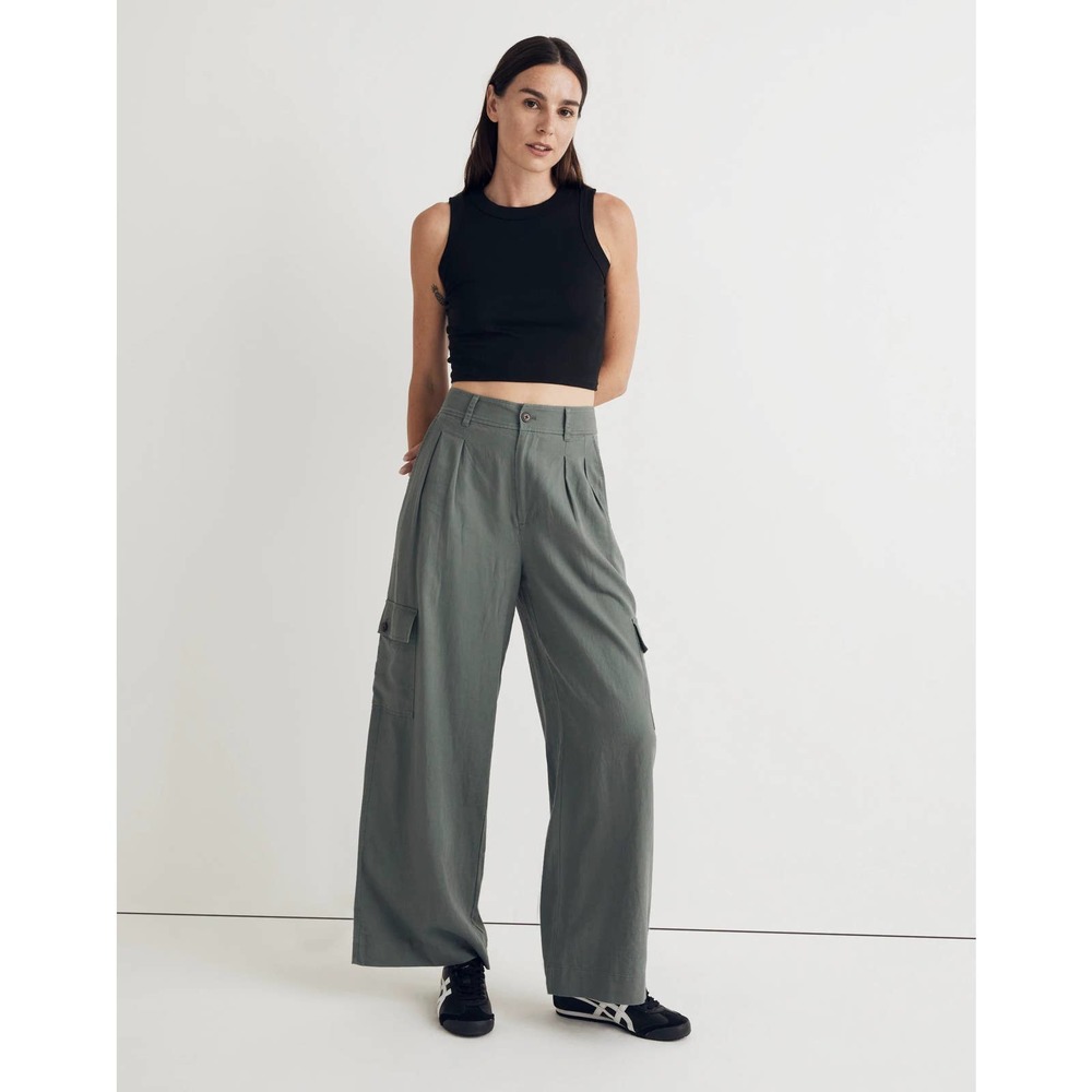 Madewell Wide Leg Blue Cargo Pants Women's NWT Size 0 High Rise Ankle